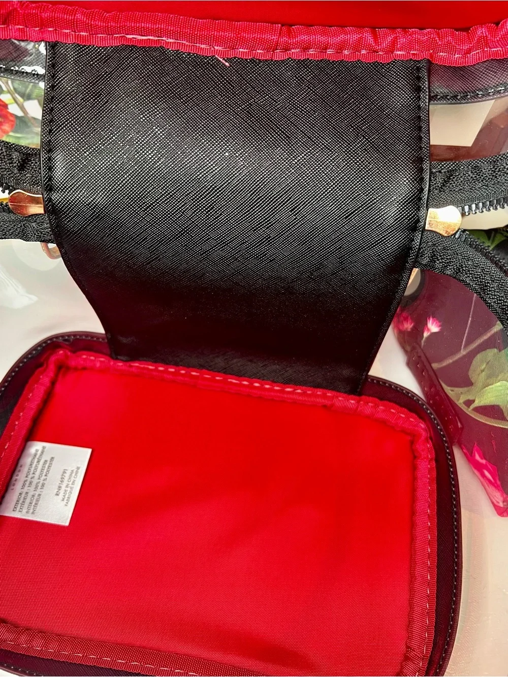 Ted Baker London 4 Piece Floral Travel Cosmetic Bag Set Clear Train Case NWT